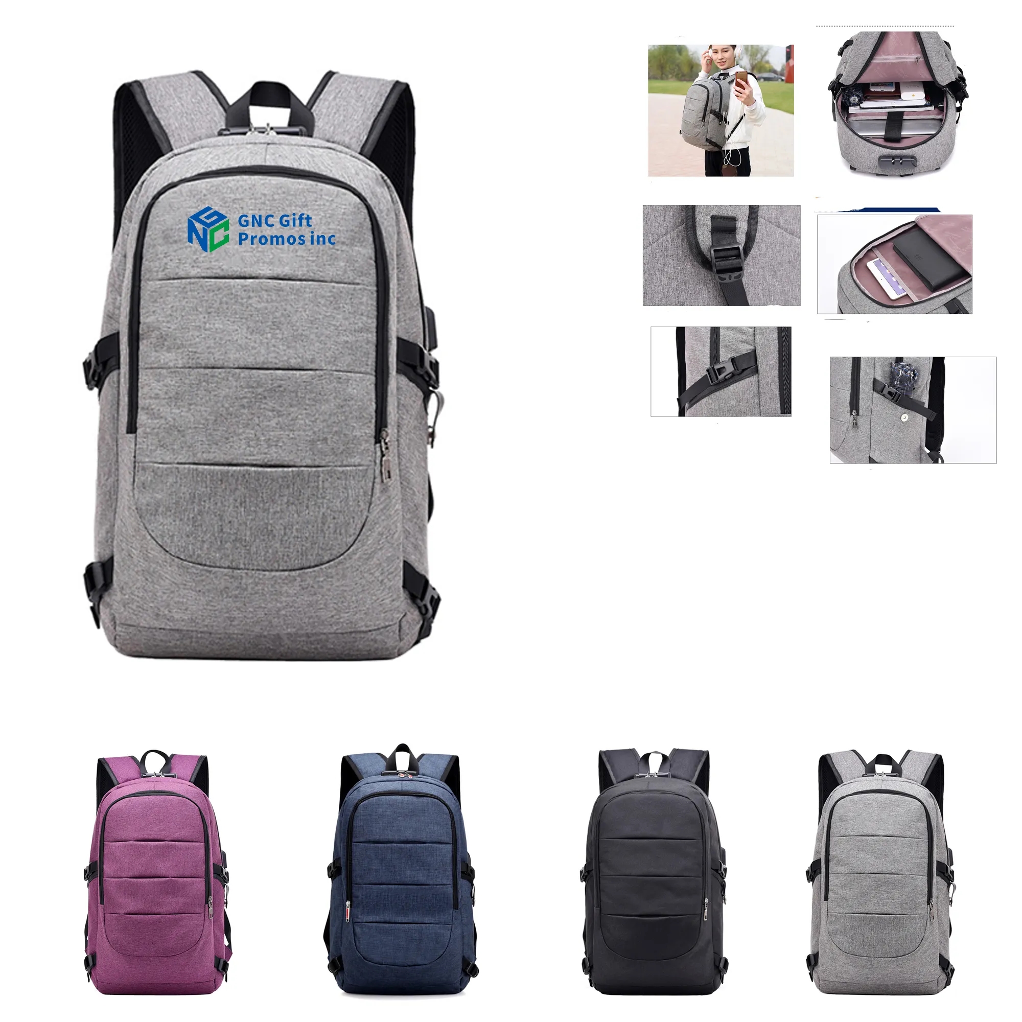 New USB Charging Commuter Backpack 11.4" x 19.3" x 5.5" 6