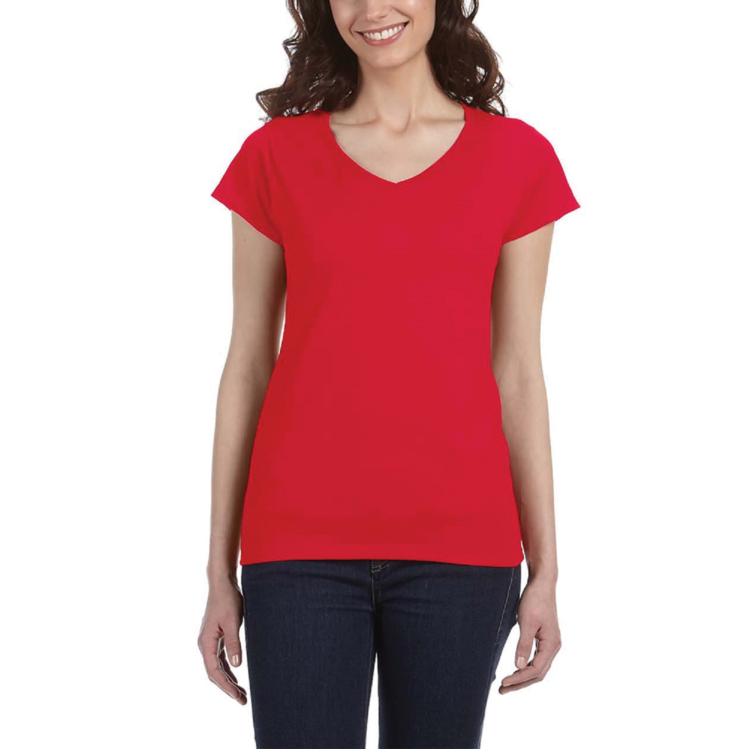 Ladies Preshrunk Cotton V-Neck T-Shirt 12