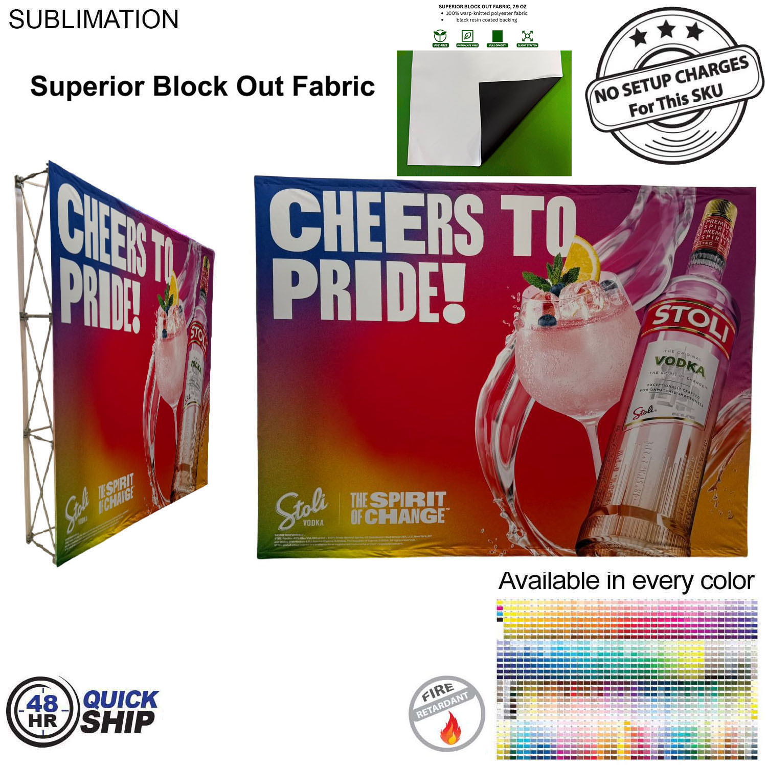 48 Hr Quick Ship - 10' Straight Wall Full Height Fabric Pop-up Display, Superior Block Out Fabric 1
