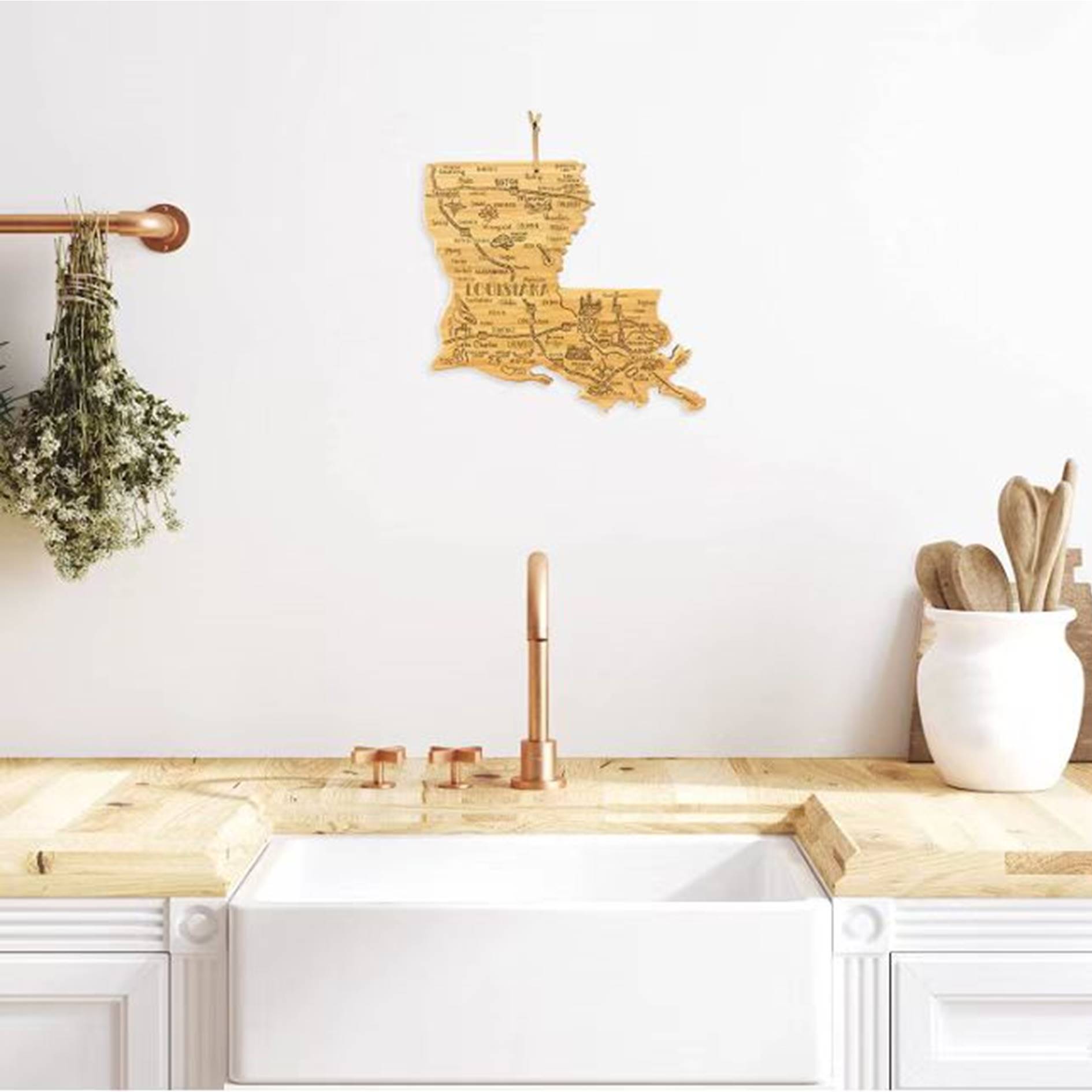 Louisiana Shaped Wooden Cutting Board 2