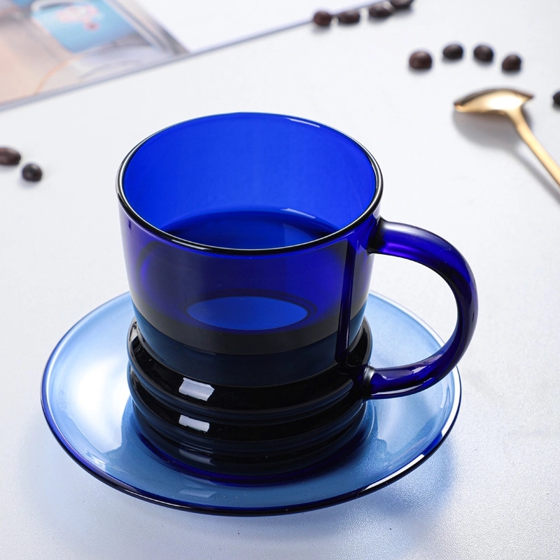 Custom 10 OZ. Glass Tea Cup Coffee Mug with Saucer Set 5