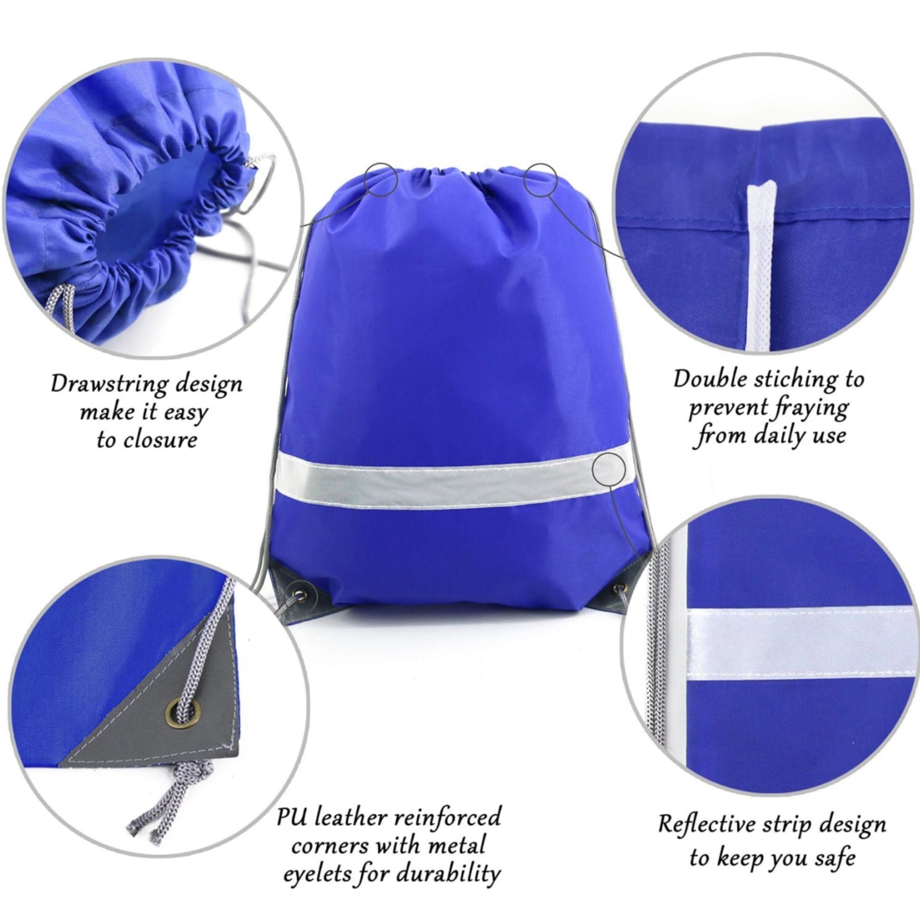 Drawstring Backpacks Bags with Reflective Strip 5