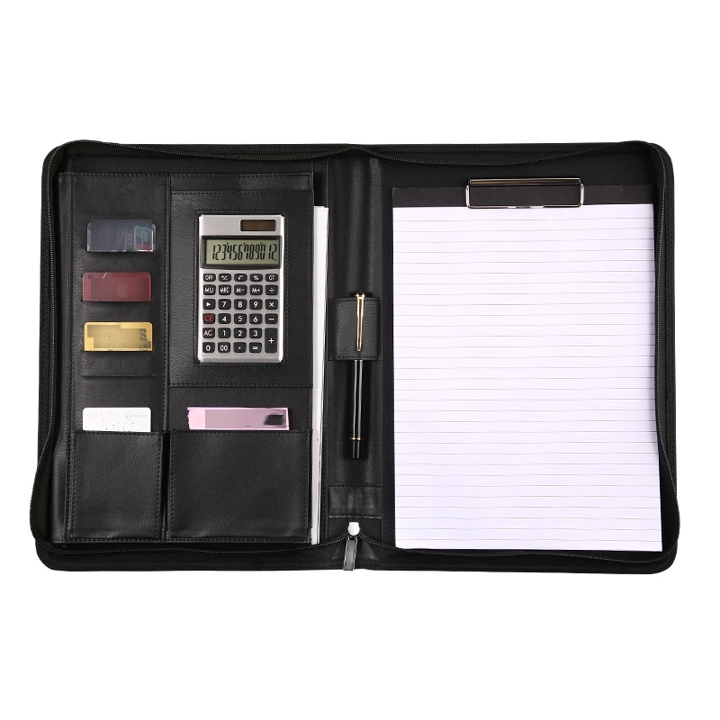 Superior Vegan Leather Business Portfolio With Calculator 2