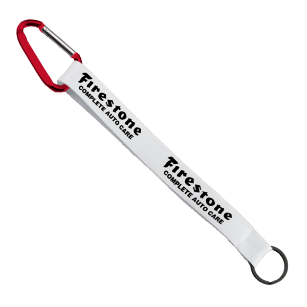 3/4" Sewn Polyester Keychain with Metal Split-Ring and Carabiner 221