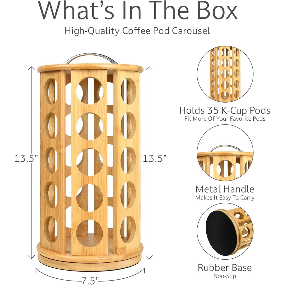Bamboo Coffee Pod Organizer Compatible With K-Cups 4