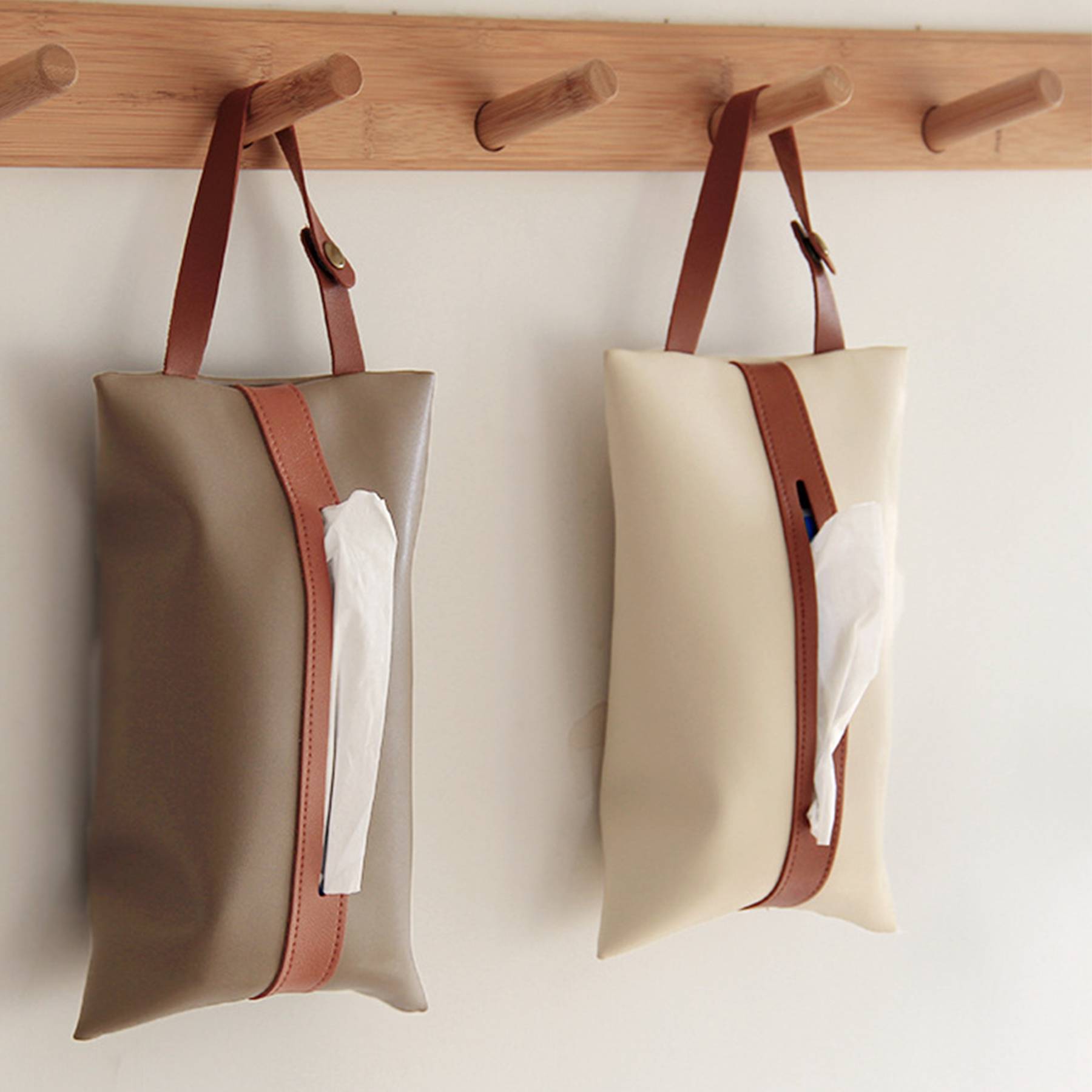 PU Leather Tissues Box with Hanging Strip 5