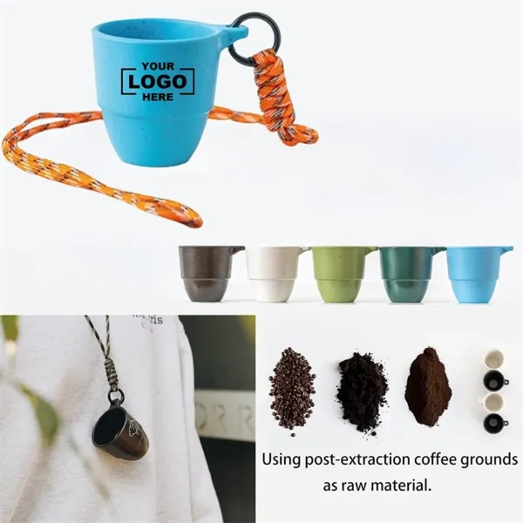 Eco Coffee Grounds Cup With Lanyard 3oz 2