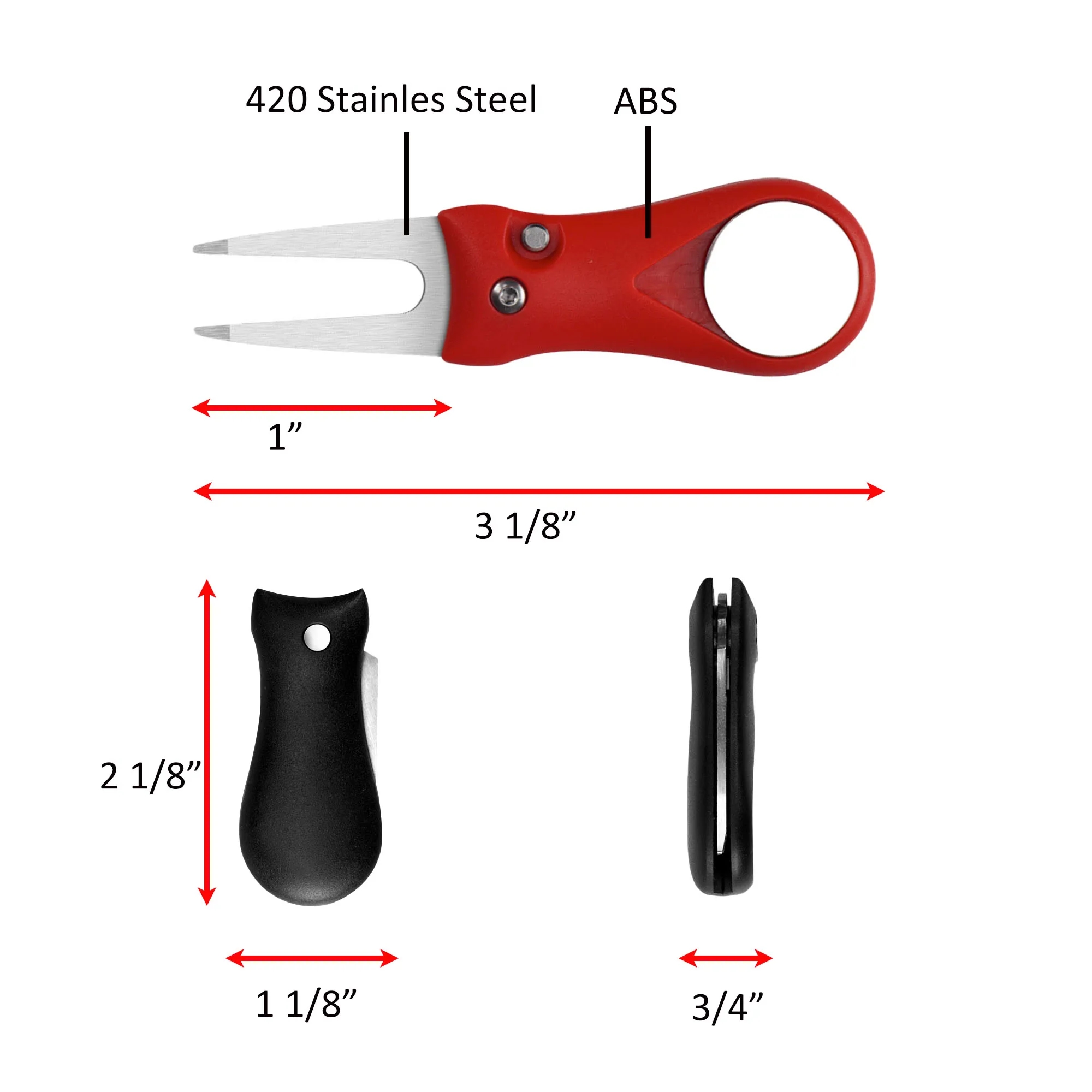 ABS Golf Divot Tool Fork 4
