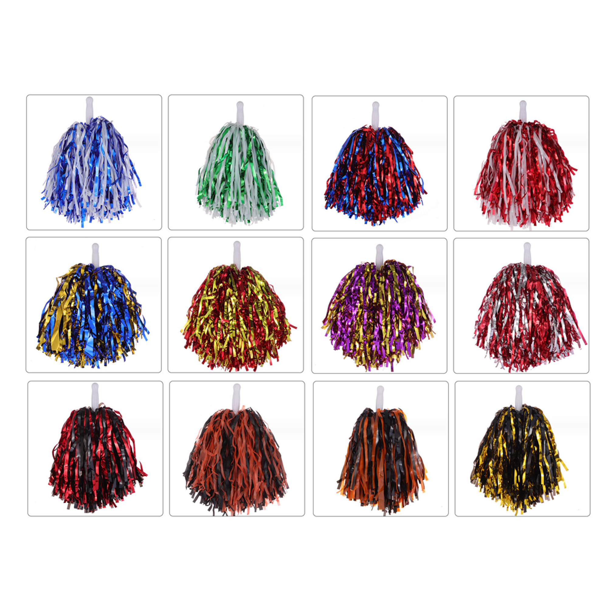 Solid Color Cheerleading Pom Poms Flat Handle 4