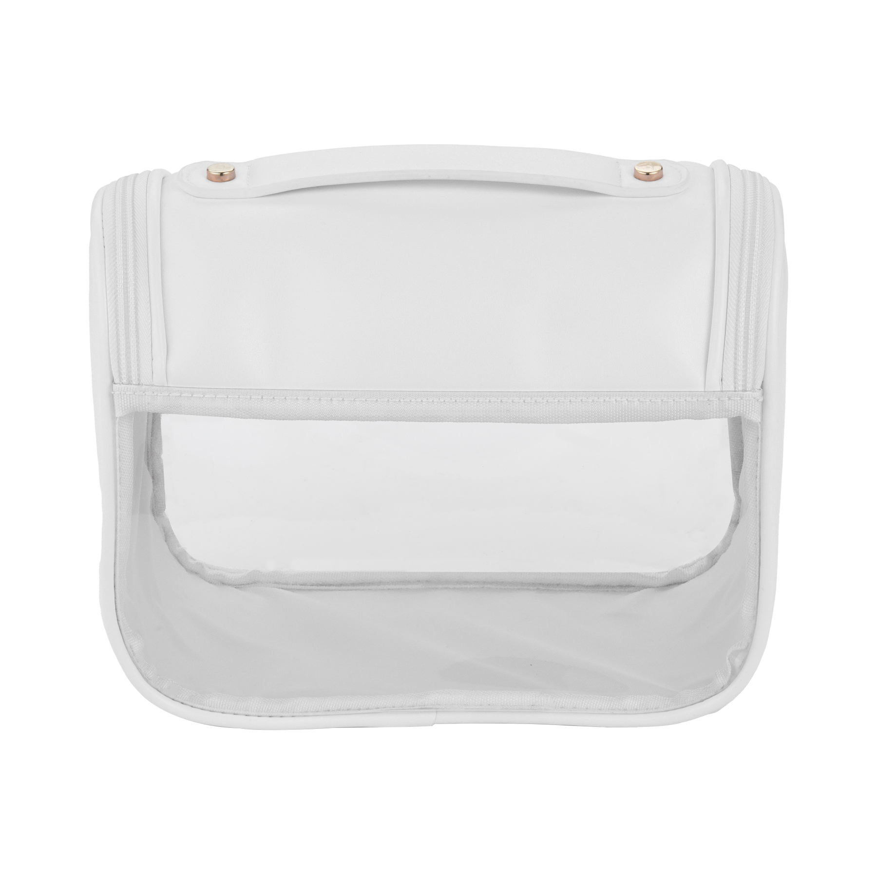 Hanging PU Leather Toiletry Bag with Clear PVC Window 16