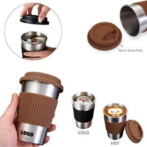 500ml Stainless Steel Tumbler With Heat Resistant Sleeve And Silicone Lid 16