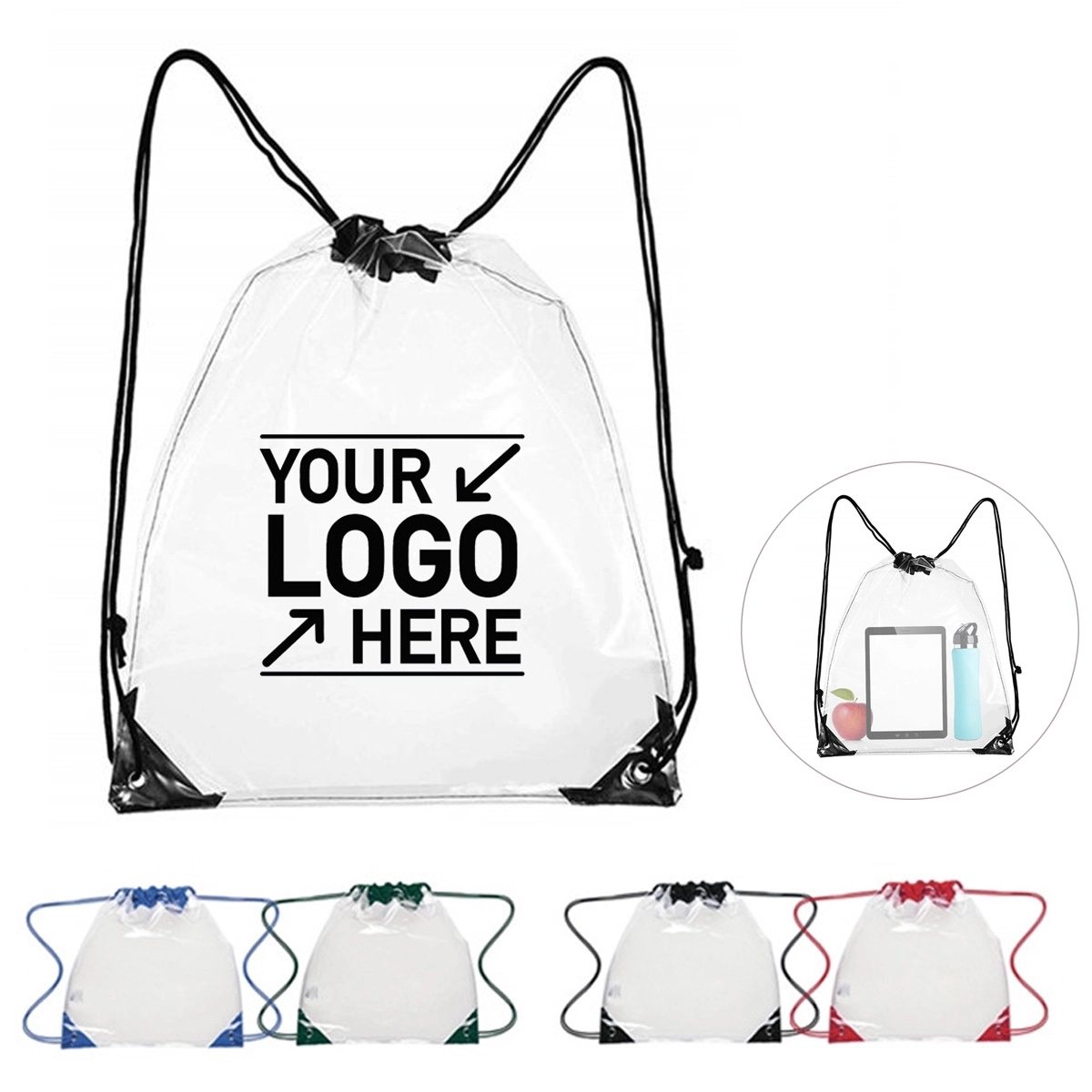 Clear PVC Drawstring Backpack w/ Matching Cinch Bag 3