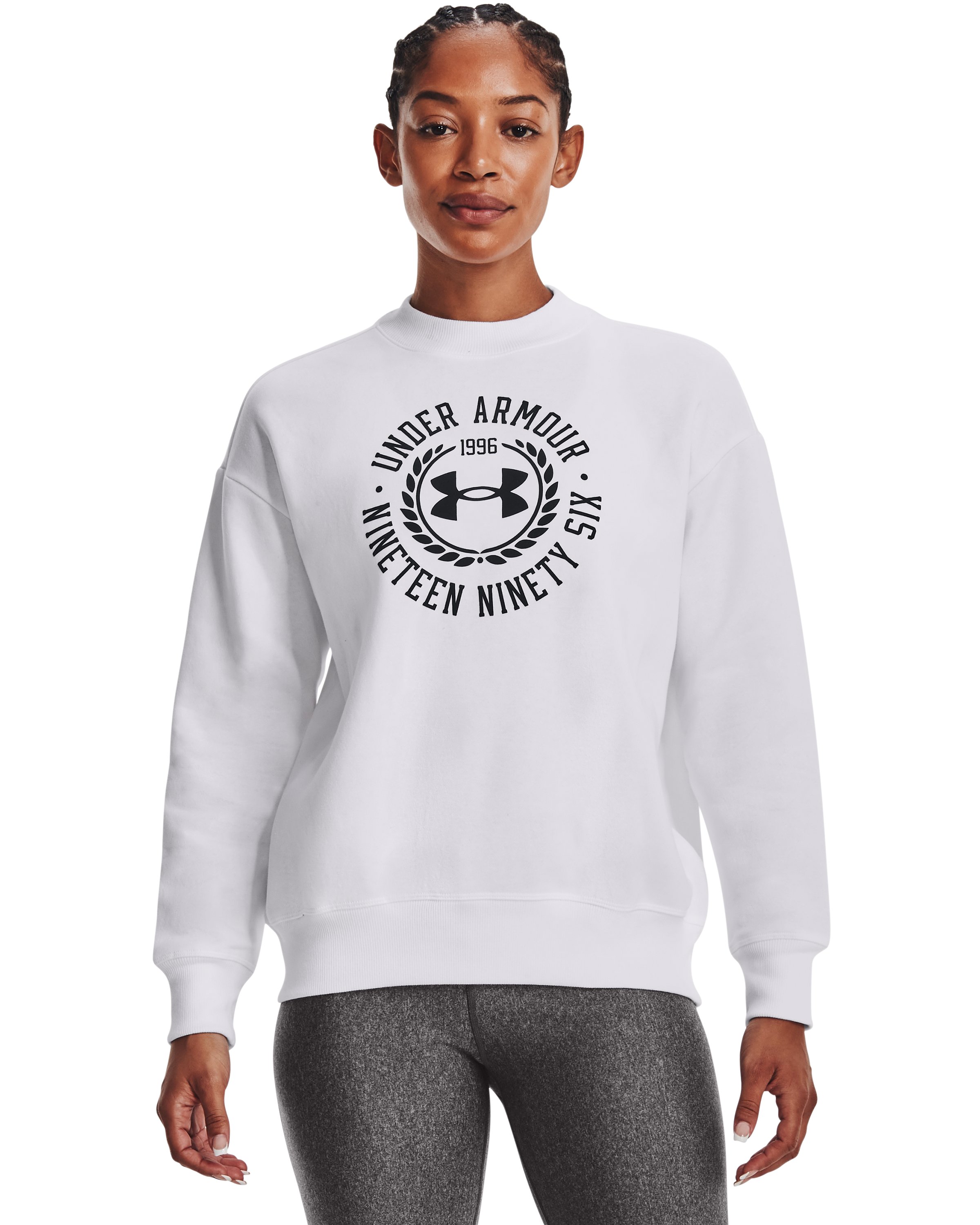 UA Rival Fleece Crest Graphic Women's Crew 2