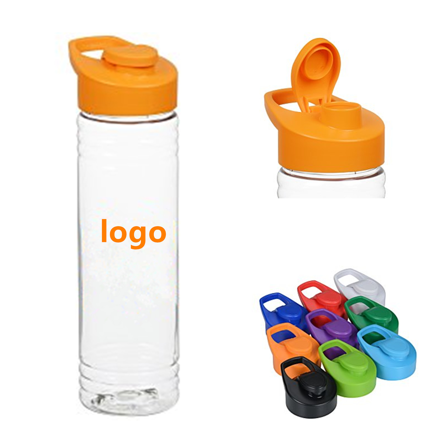 Clear Impact Water Bottle with Flip Carry Lid 2