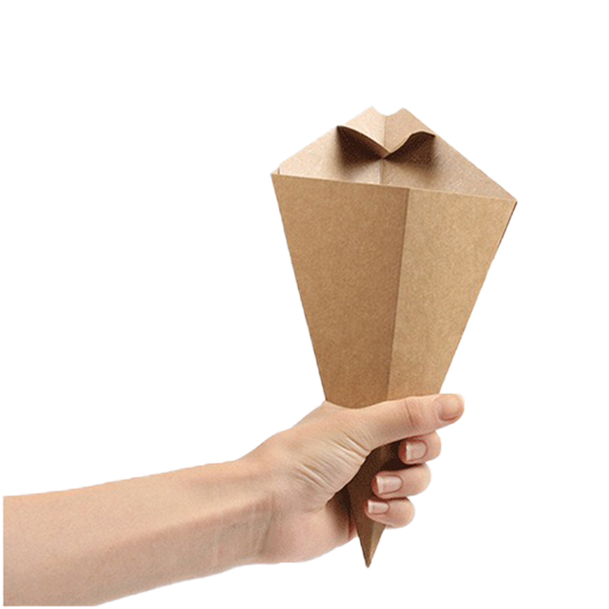 Cone-Shaped Kraft Paper French Fry Holder with Sauce Compartment 5