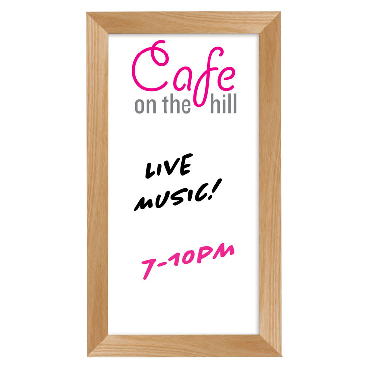 Wall Oak Frame Wet-Erase Board 12"w x 24"h