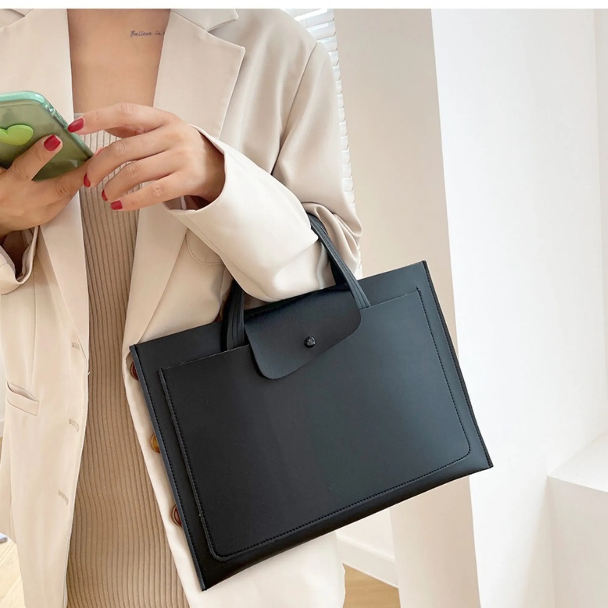 Womens Leather Laptop Bag Briefcase Tote With Handles 3