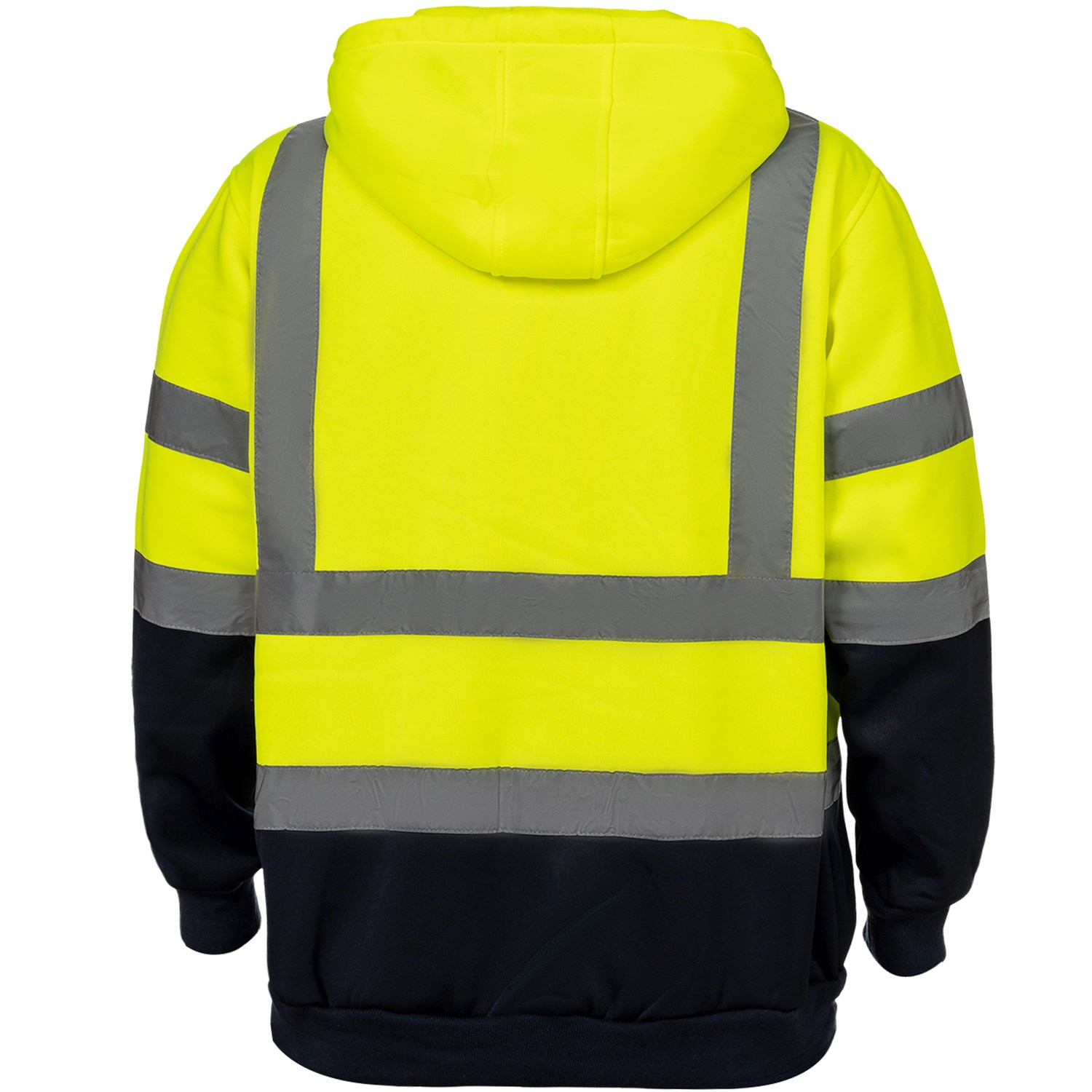 Class 3 Color Block 2" Reflective Tape Safety Zipper Hoodie with Kangaroo Pocket 2