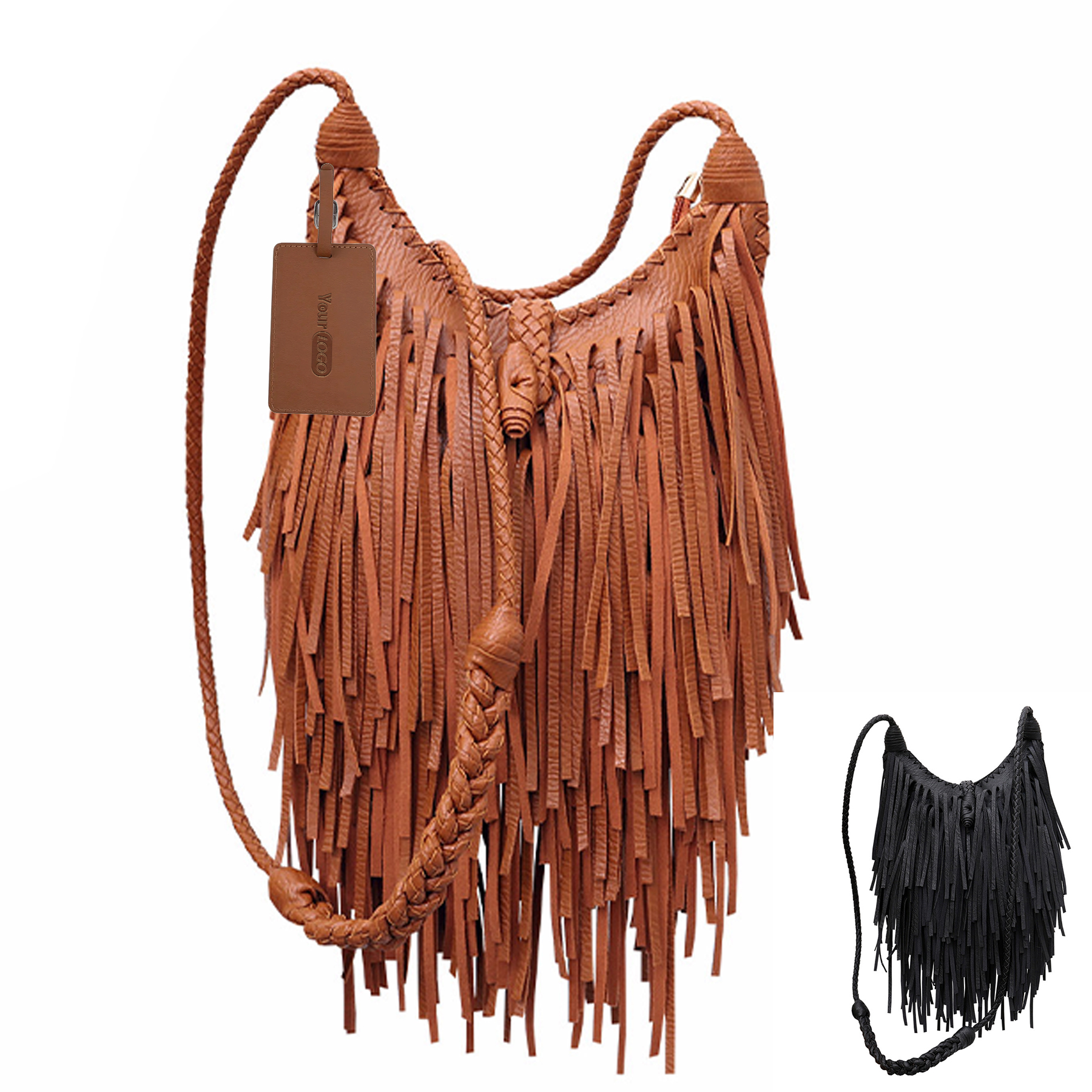 PU Hand-woven tassel shoulder cross-body bag 3
