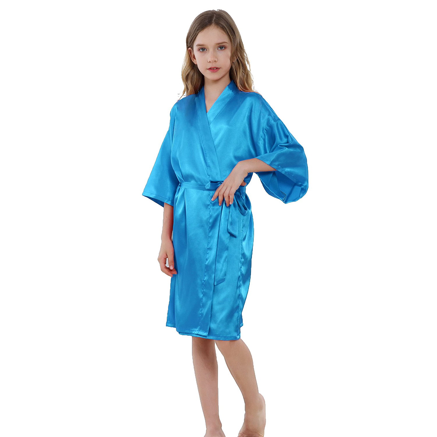 Kids Girl's Satin Silky Kimono Robe 3