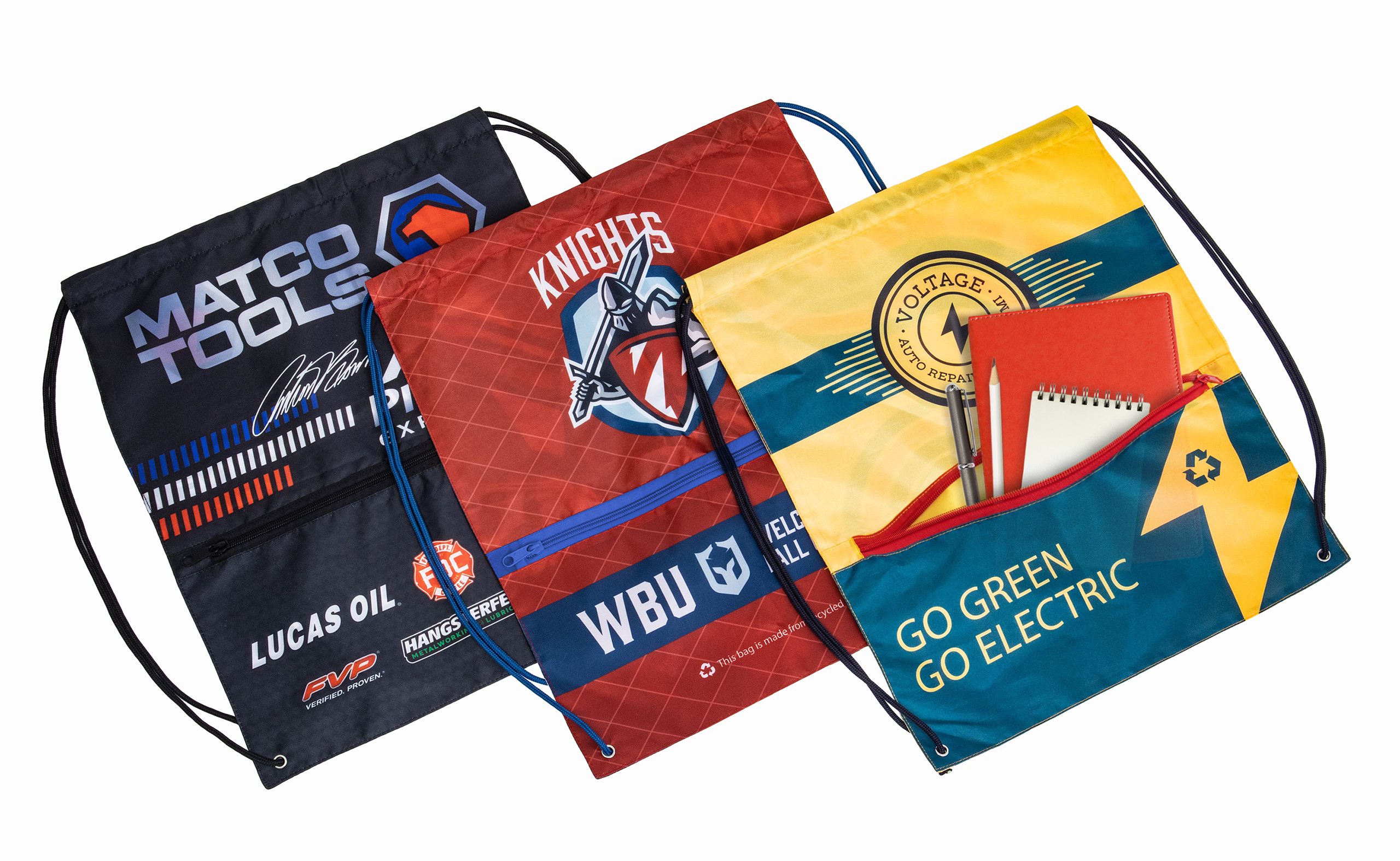 Recycled Zipper Drawstring Bag