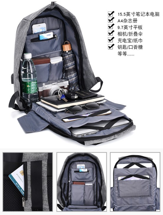 15.6'' Anti theft backpack with USB Charging Port 3
