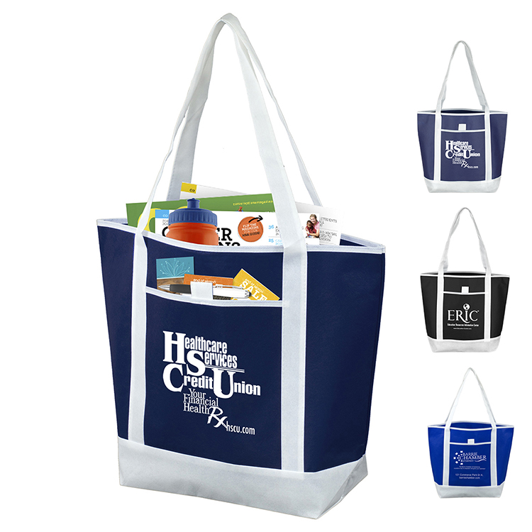 17-1/2"W x 13-1/2"H x 6"Gusset - "THE LIBERTY" Corporate, Travel and Beach Tote Bag
