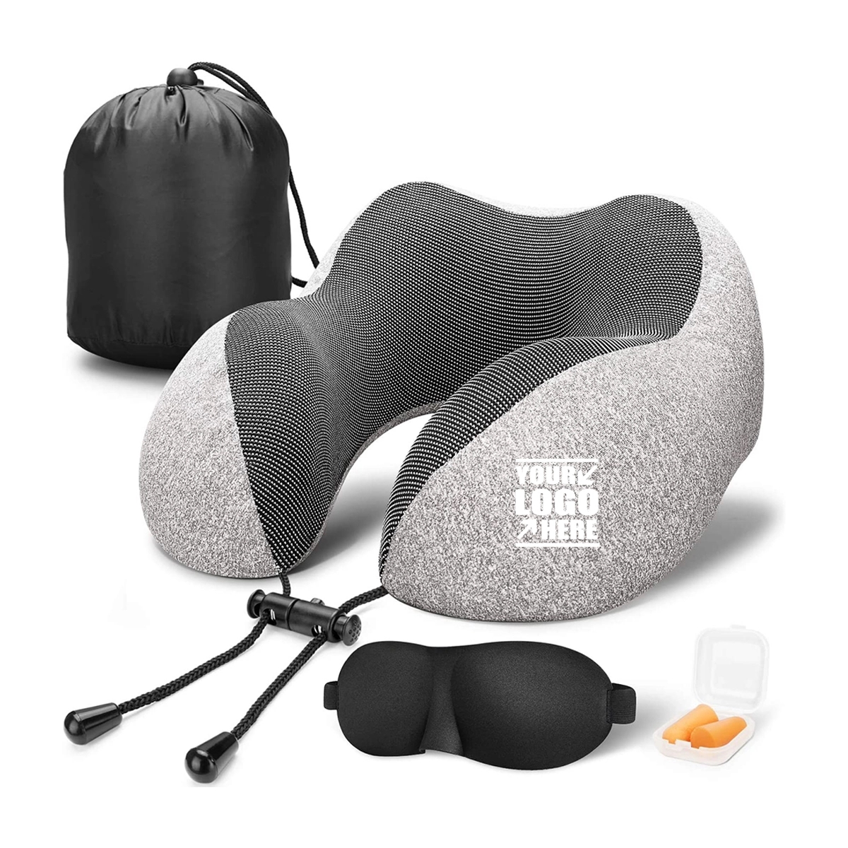 Travel Memory Foam Neck Pillow With Airplane Travel Kit 1