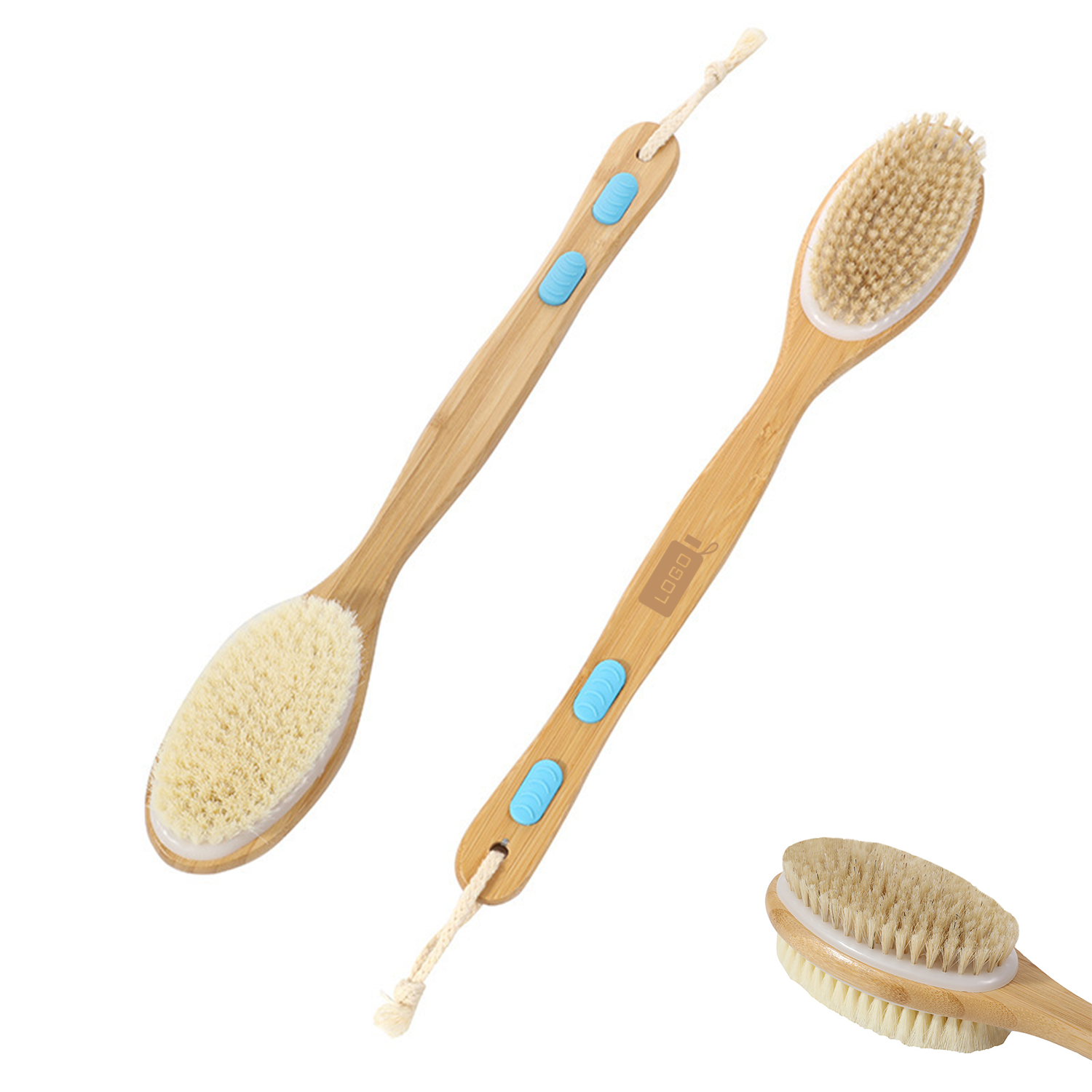 Bamboo Body Scrubber with Back Exfoliating Brush 2