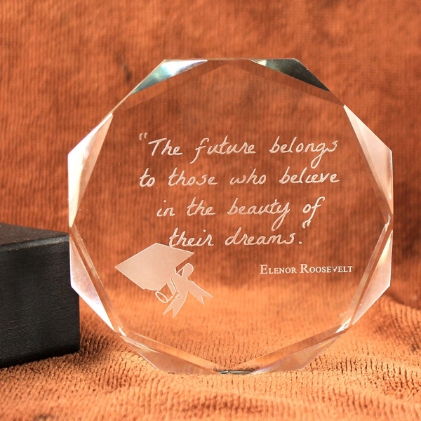 Octagon Bevel Crystal Paperweight 4