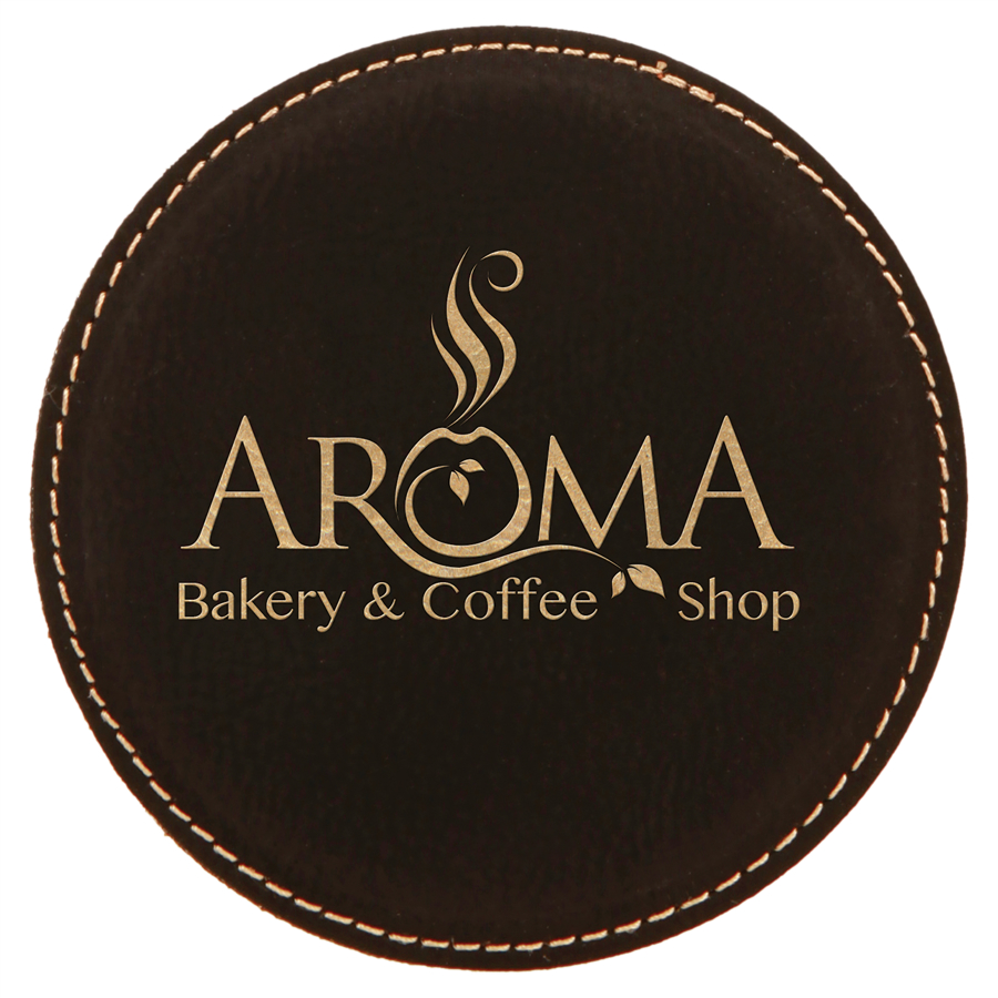 Laser Engraved Leatherette Round Coasters (4")