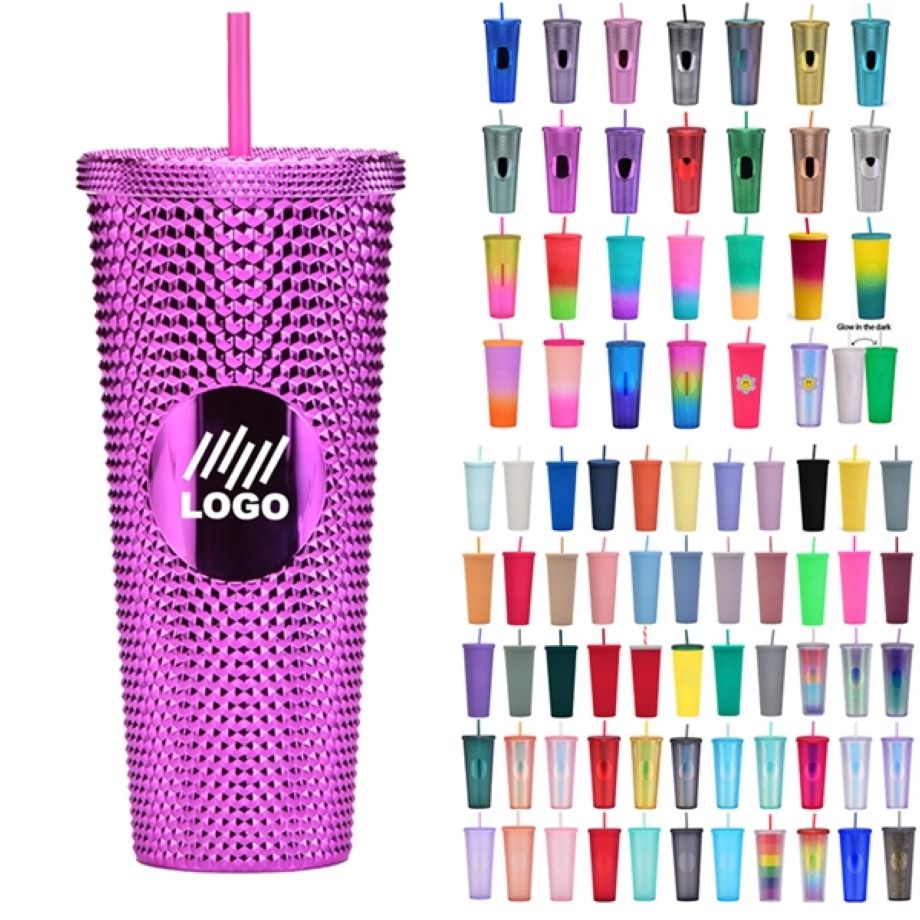 24oz Studded Tumbler with Leak Proof Lid and Straw 2