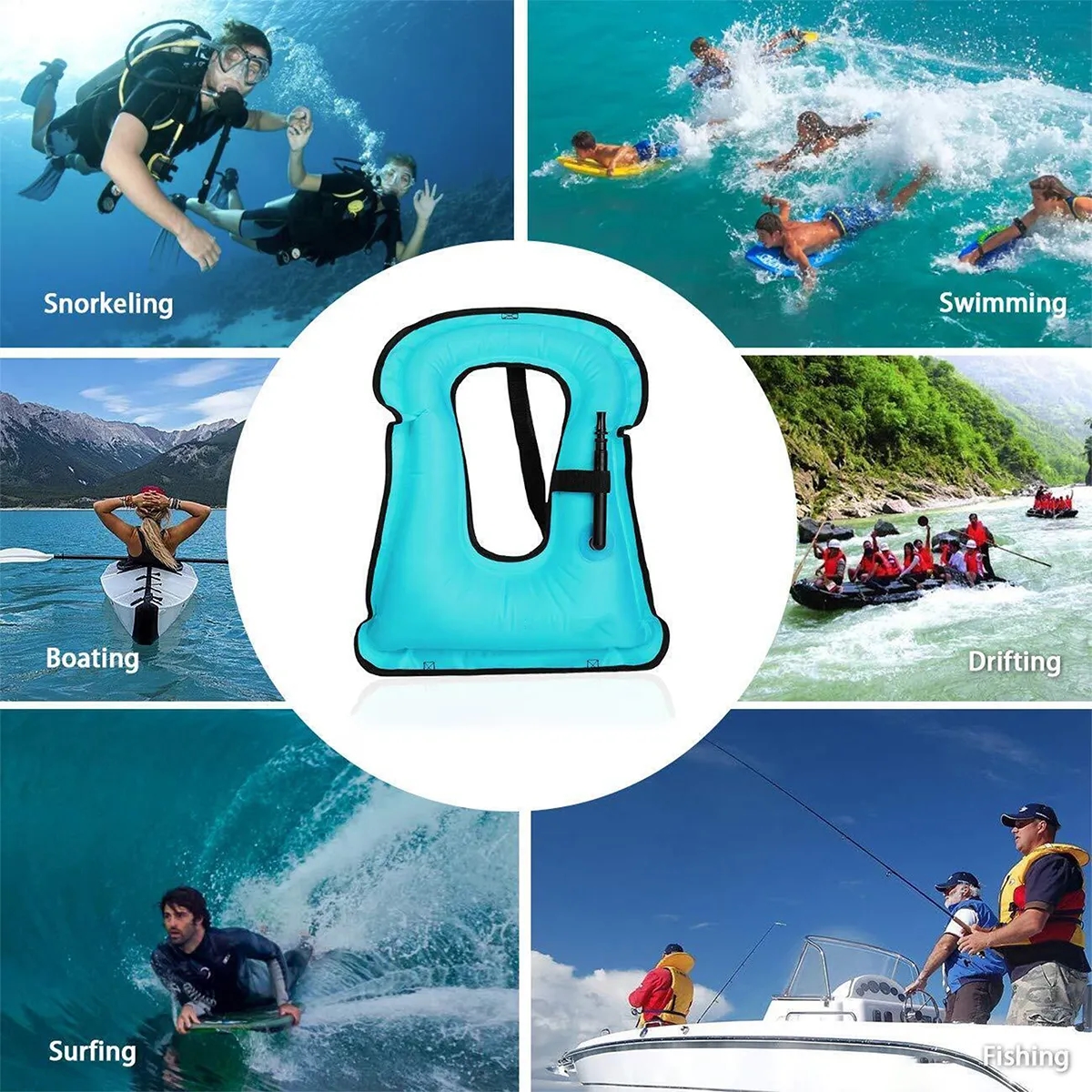 Durable Adjustable Diving Swimming Inflatable Snorkel Vest 4