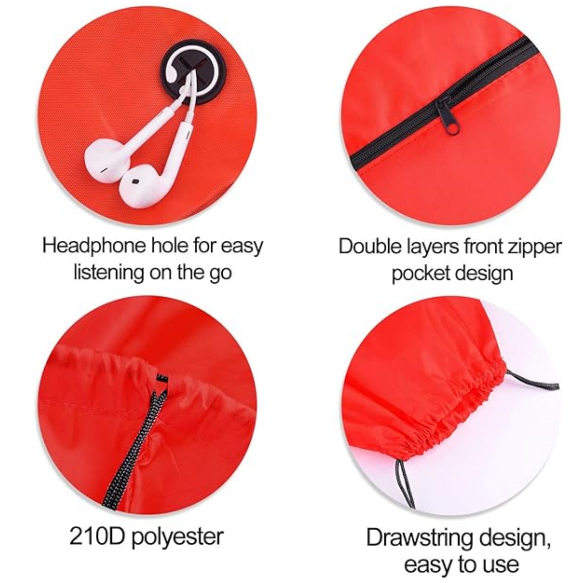 Drawstring Backpack Bag With Front Zipper 5