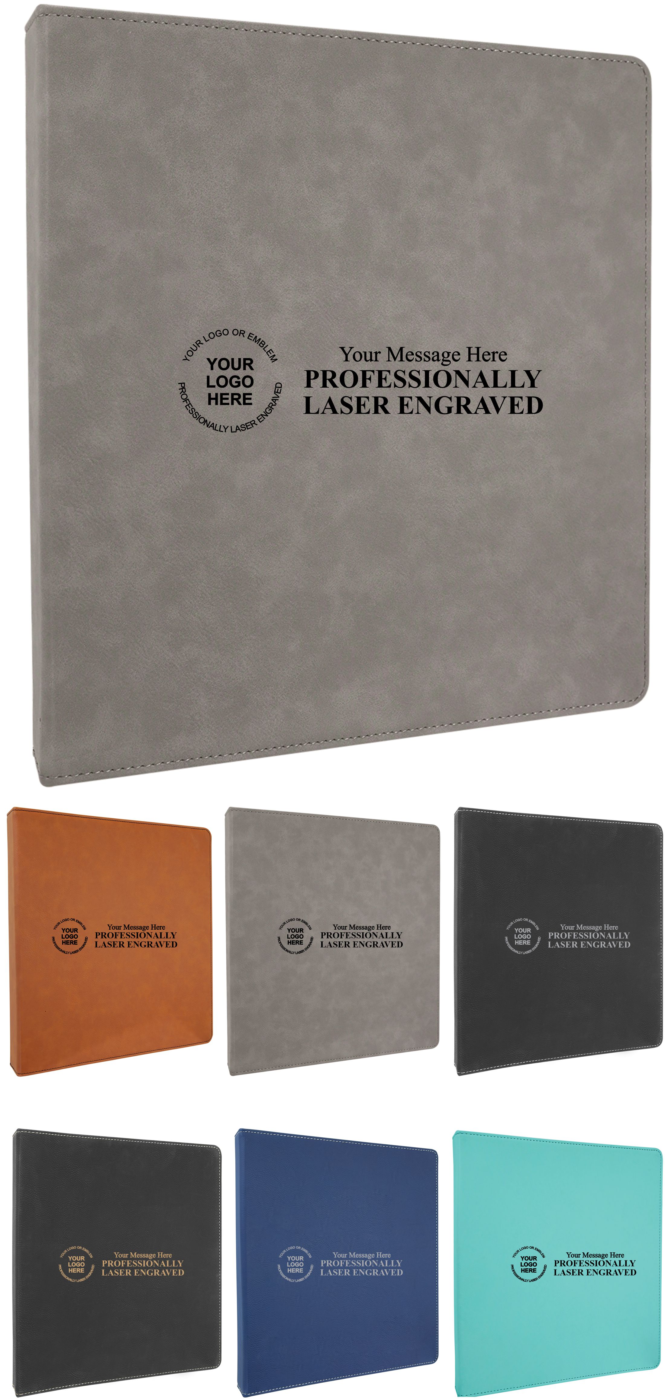 10 1/2" x 11 1/2" Leatherette 3 Ring Binder w/1" Slant Rings