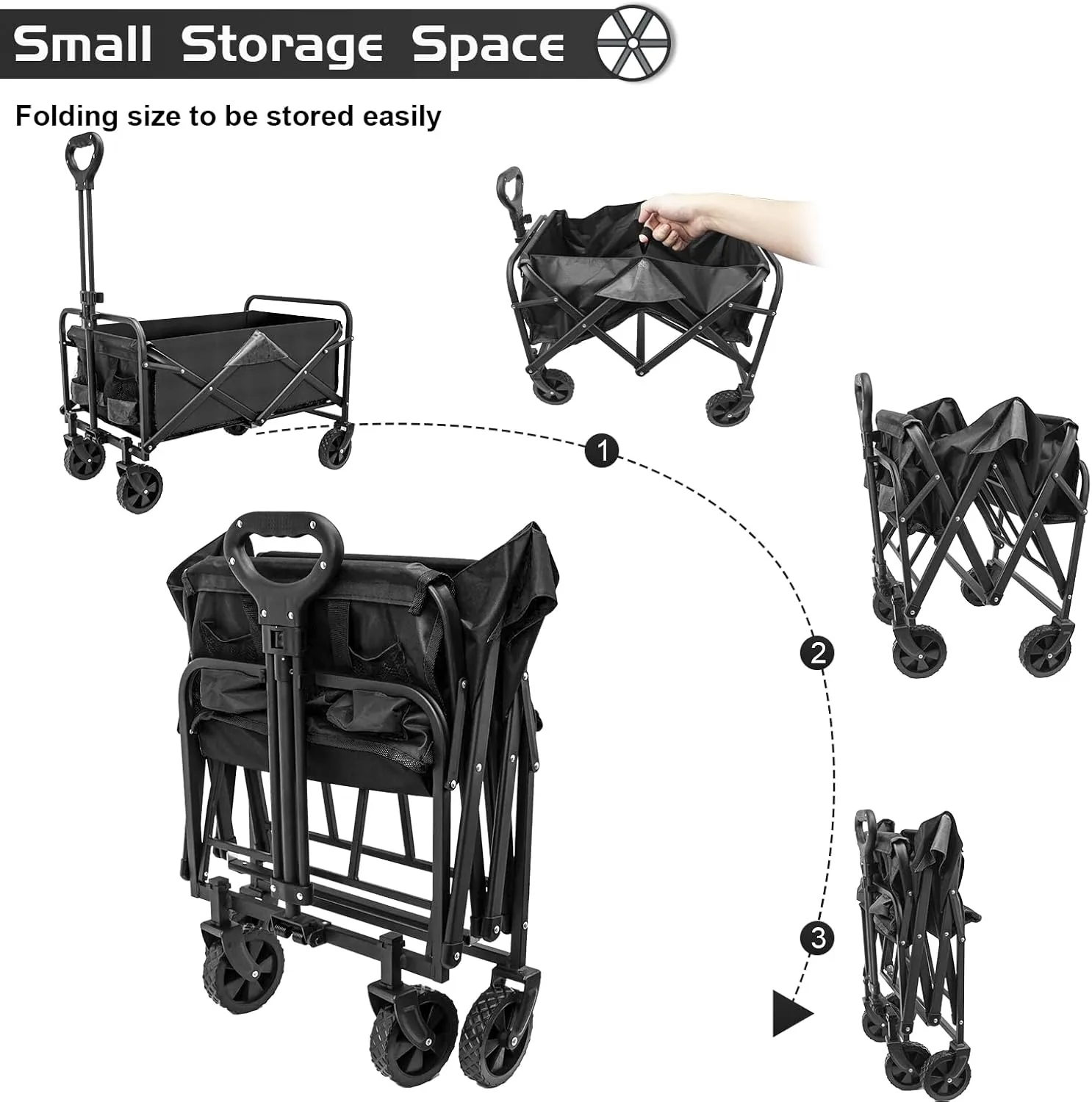 Beach Wagon Cart Heavy Duty with Wheels Foldable 9