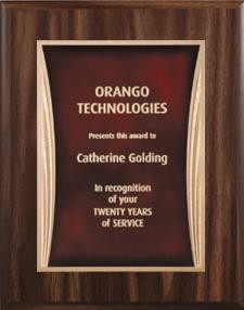 7" x 9" Walnut Finish Plaque with a Red Showtime Plate 2