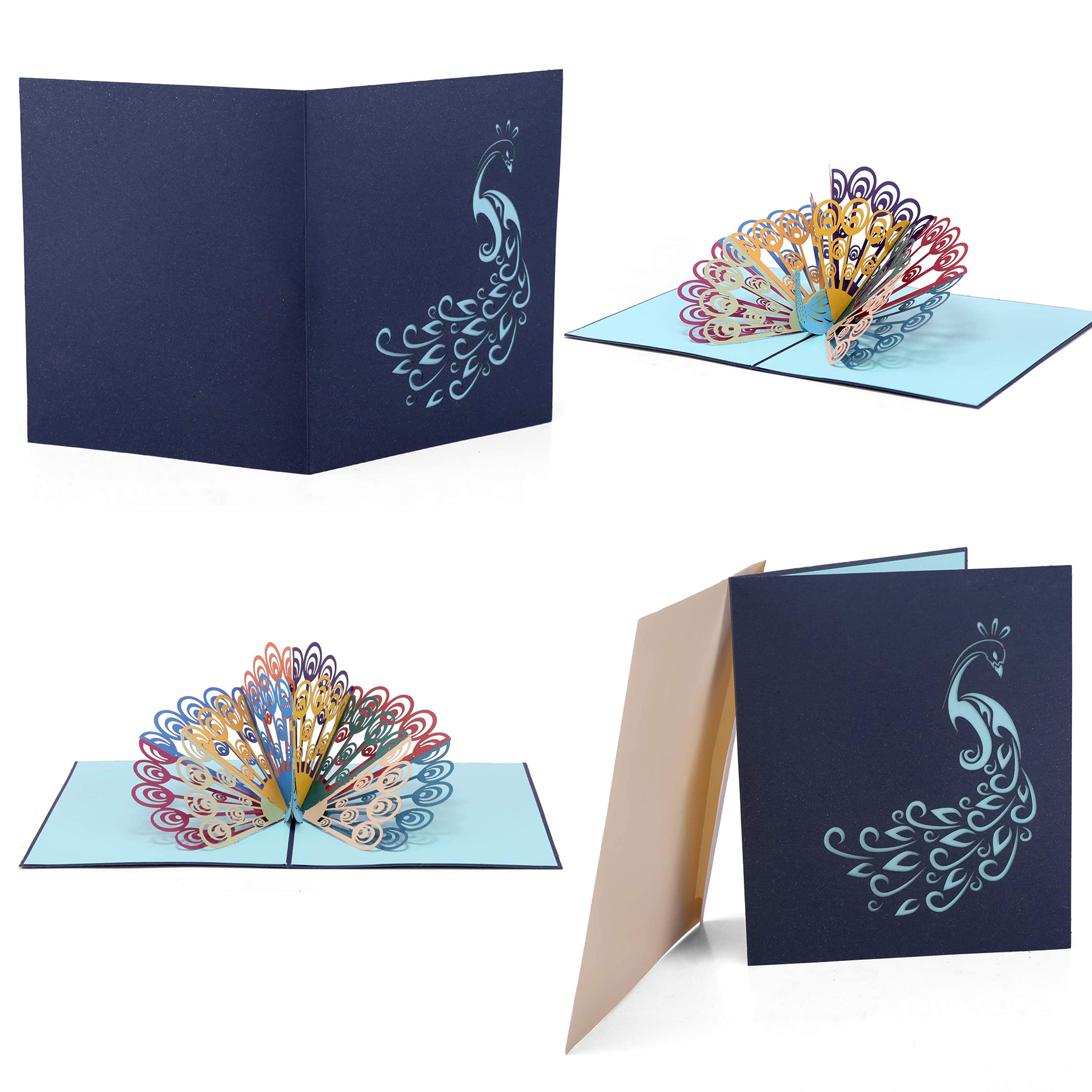 Colored Peacock Pop up Card 2