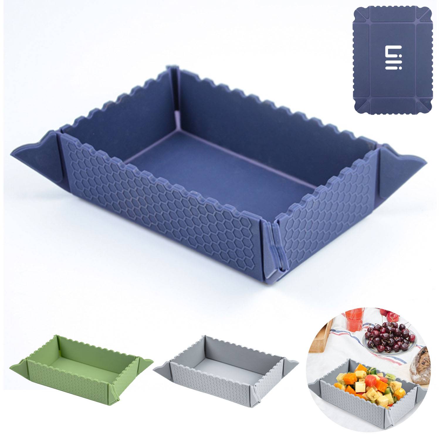 Silicone Folding Dinner Plates Food Storage Containner 2