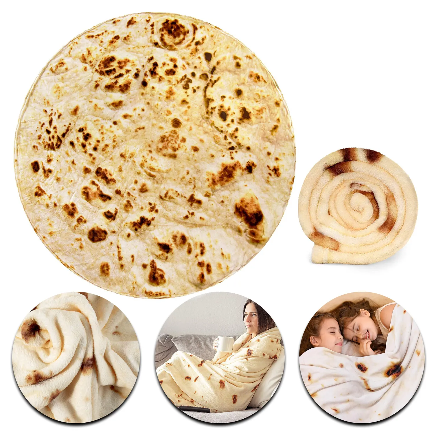 60"Double Sided Food Wrap Blanket for Kids Teens 5