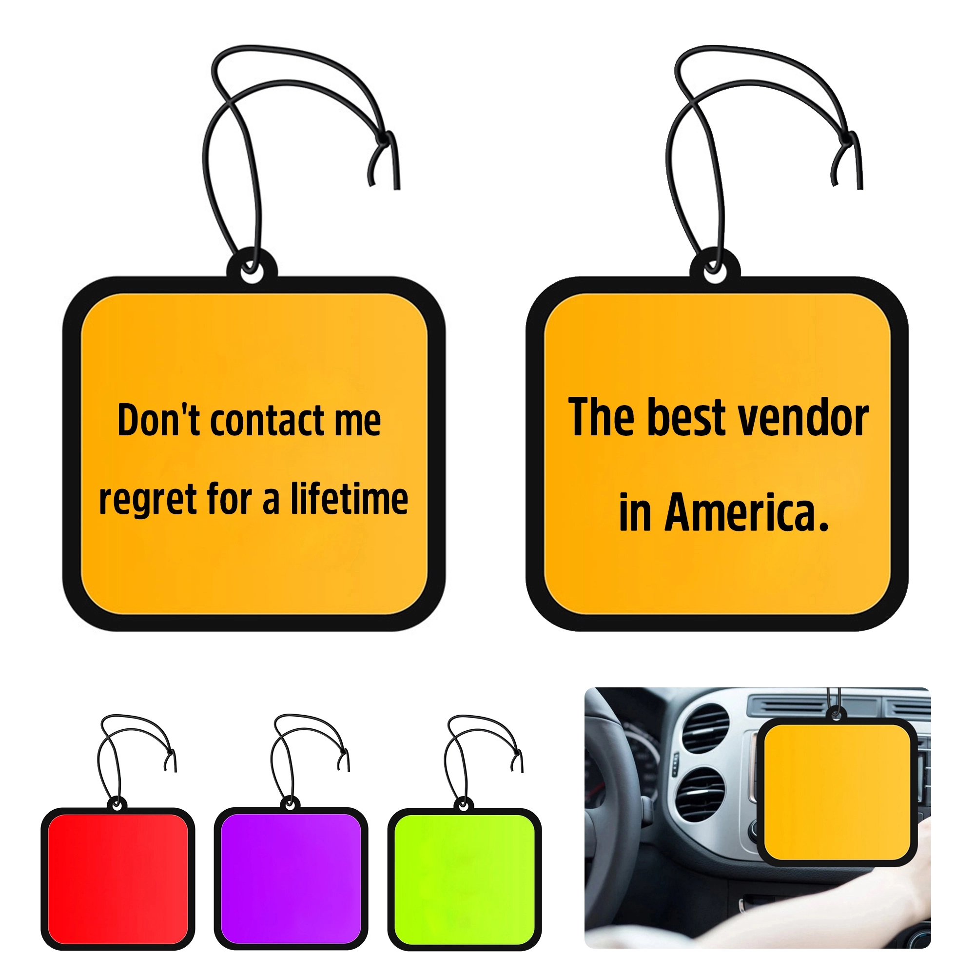 3"x3" Square Car Air Freshener-Full Color 1
