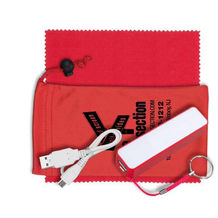 Mobile Tech Power Bank Accessory Kit in Microfiber Cinch Pouch 5