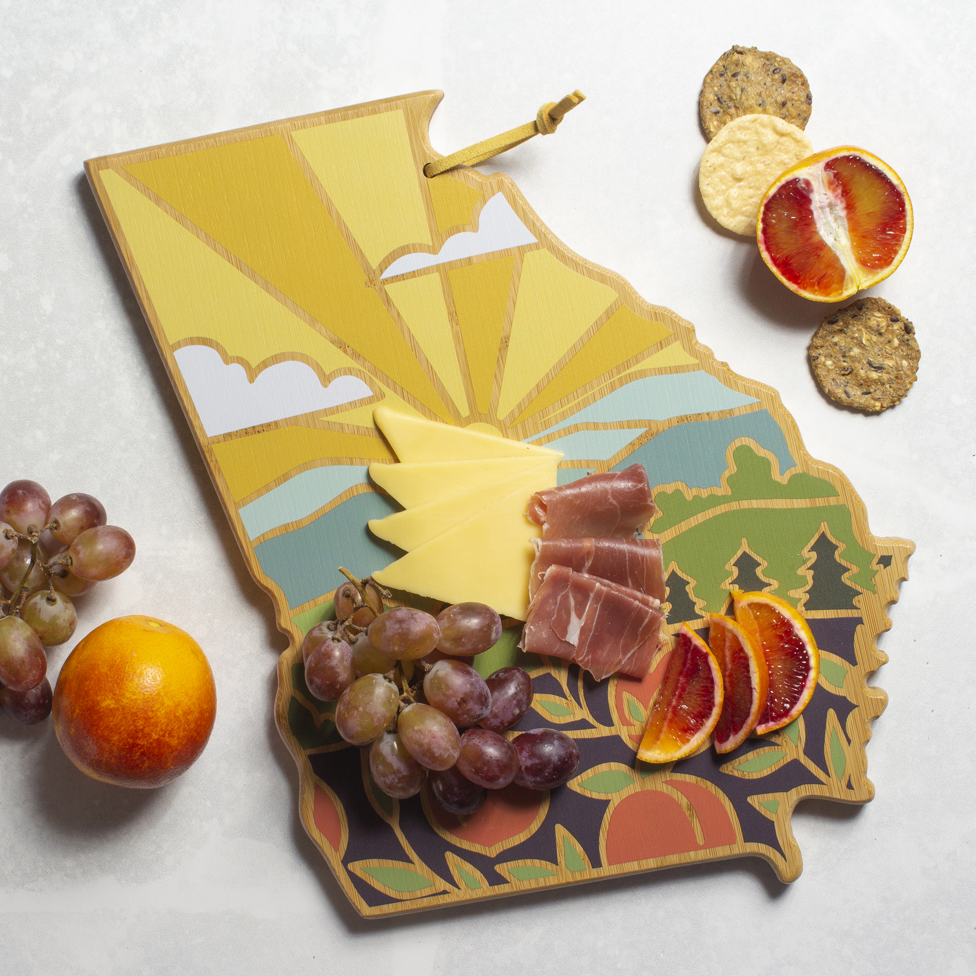 Georgia State Shaped Serving and Cutting Board with Artwork by Summer Stokes 8
