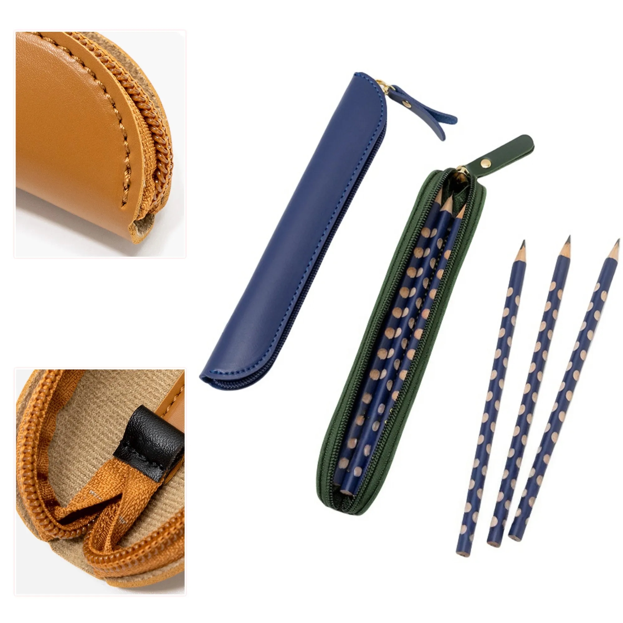 Compact PU Pencil Case Slim Pen Holder 3