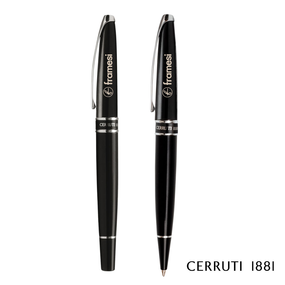 Cerruti 1881® Silver Clip Ballpoint Pen & Rollerball Pen Set