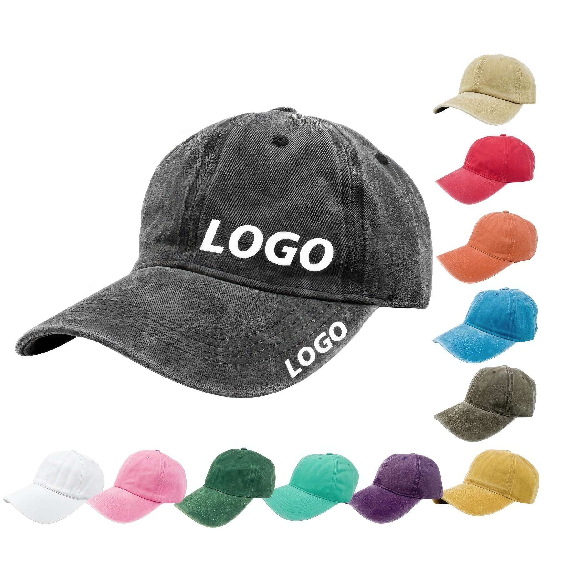 Custom Adjustable Washed Cotton Baseball Cap Unisex Hat 3