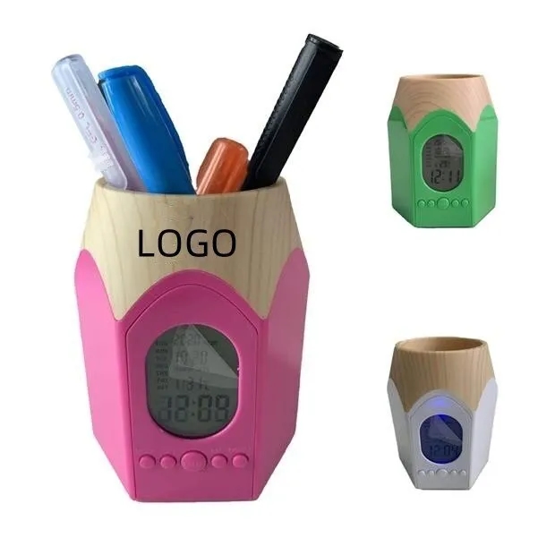 Electronic Calendar Pens Pencil Holder Cup 6