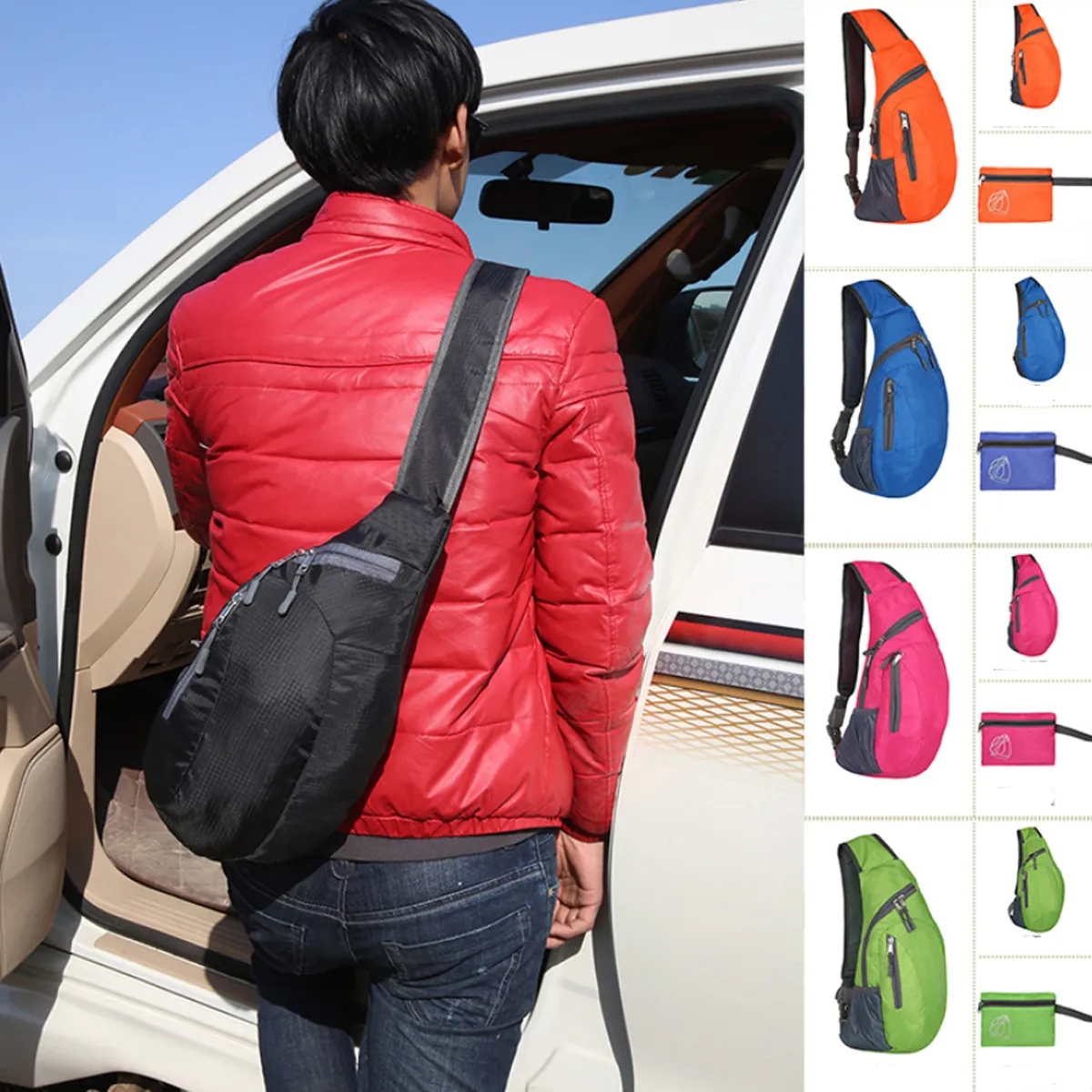 Foldable Sling Bags Shoulder Chest Backpack 2
