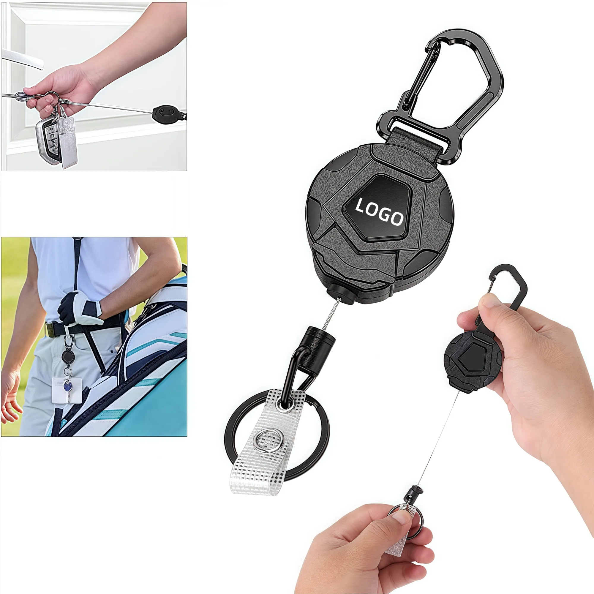 MOQ Retractable Keychain Badge Holder With Carabiner Clip 7