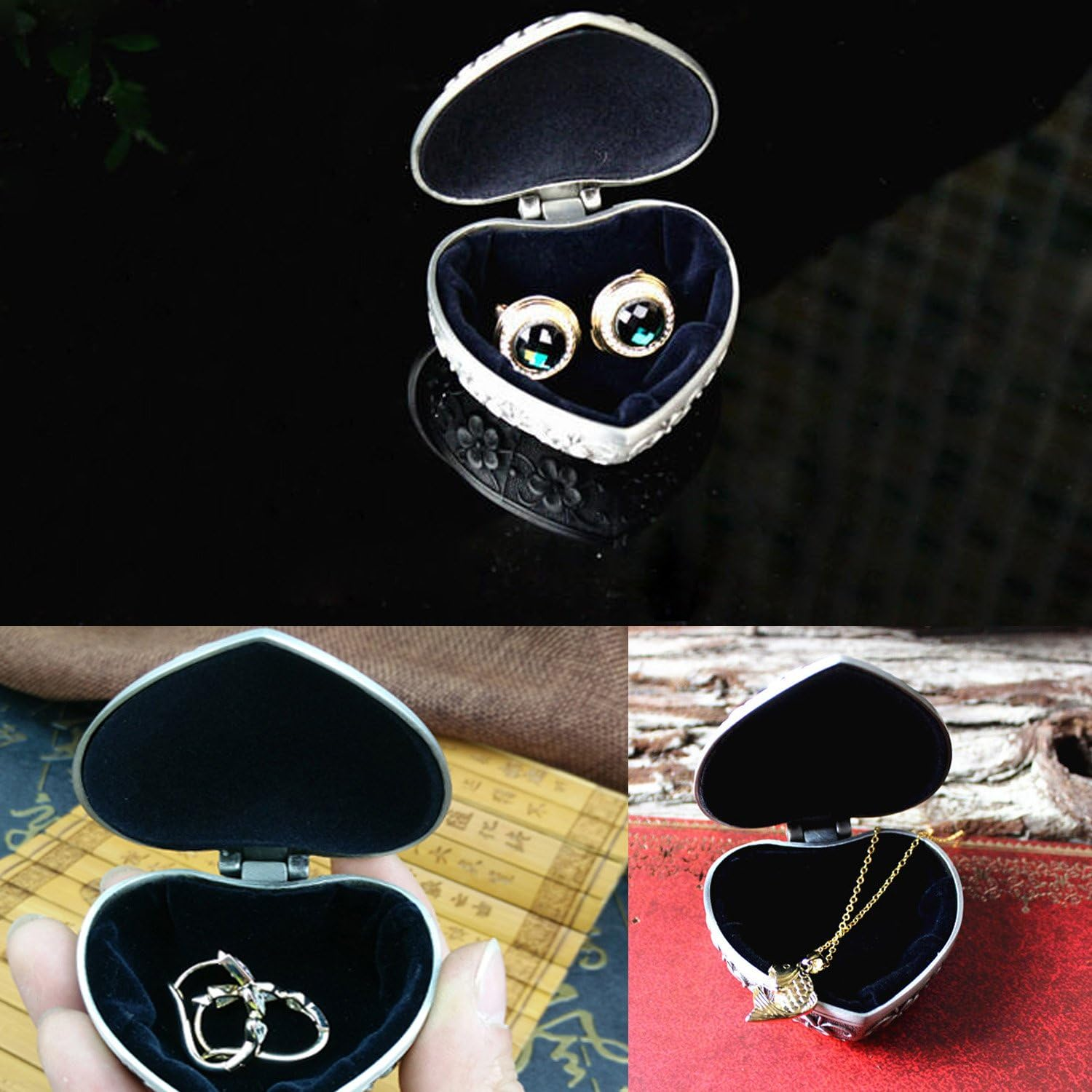 Classic Vintage Antique Heart Shape Jewelry Box 3